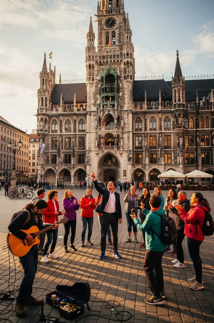 Geführte Stadtführung mit Gruppe, die einem Reiseführer durch enge Gassen folgt.
